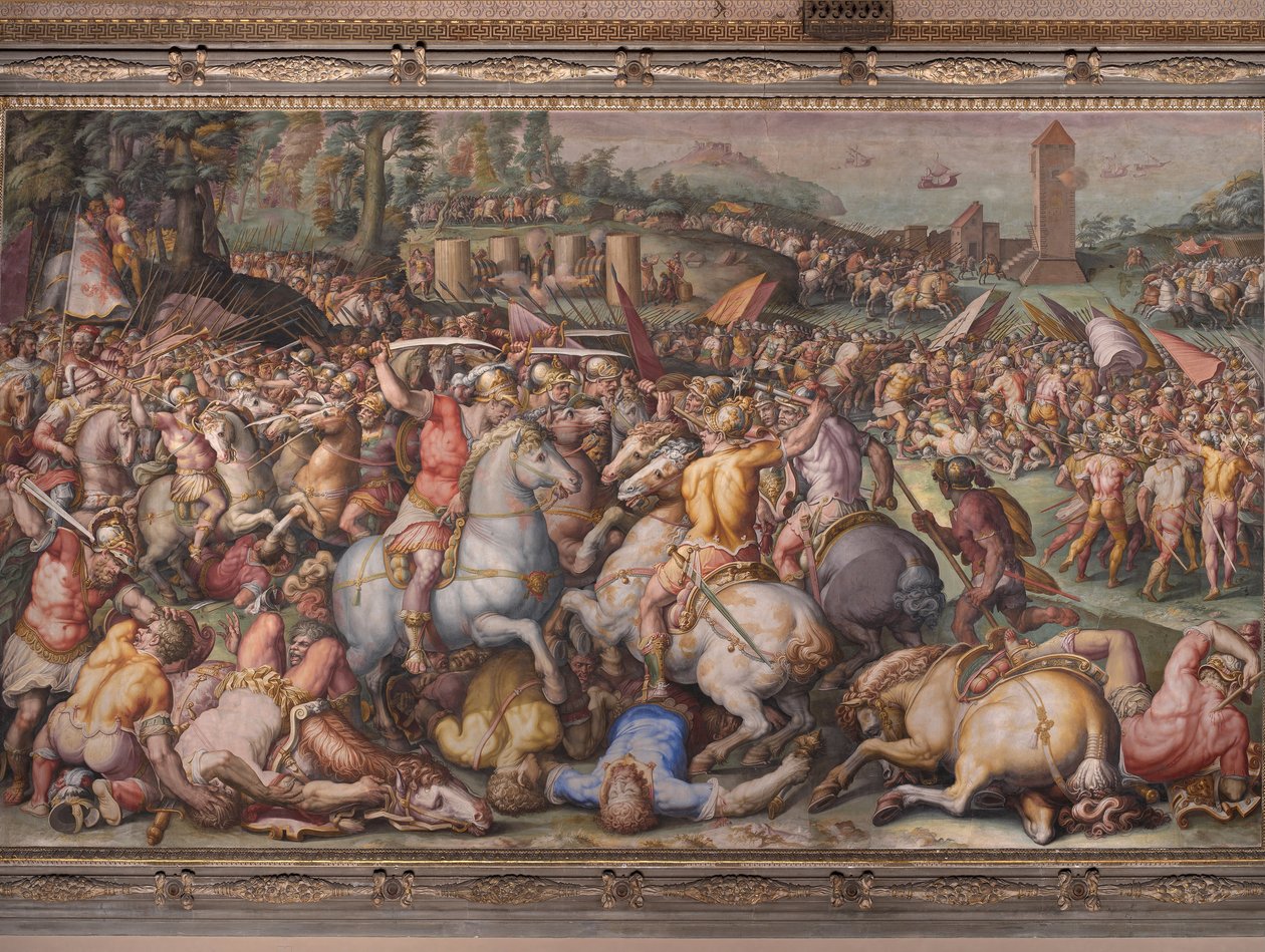 Salone dei Cinquecento'dan San Vincenzo kulesinde Pisalıların Yenilgisi, 1569 by Giorgio Vasari