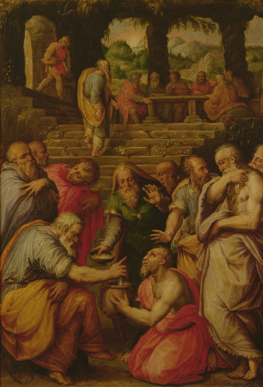Hz. Elişa'nın Mucizeleri (panelde yağlı boya) by Giorgio Vasari