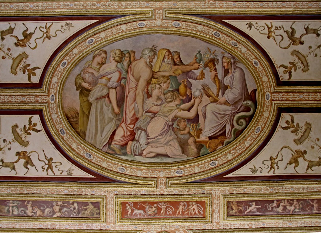 Ceres efsanesi, Altoviti tavanının detayı, 1553 fresk by Giorgio Vasari