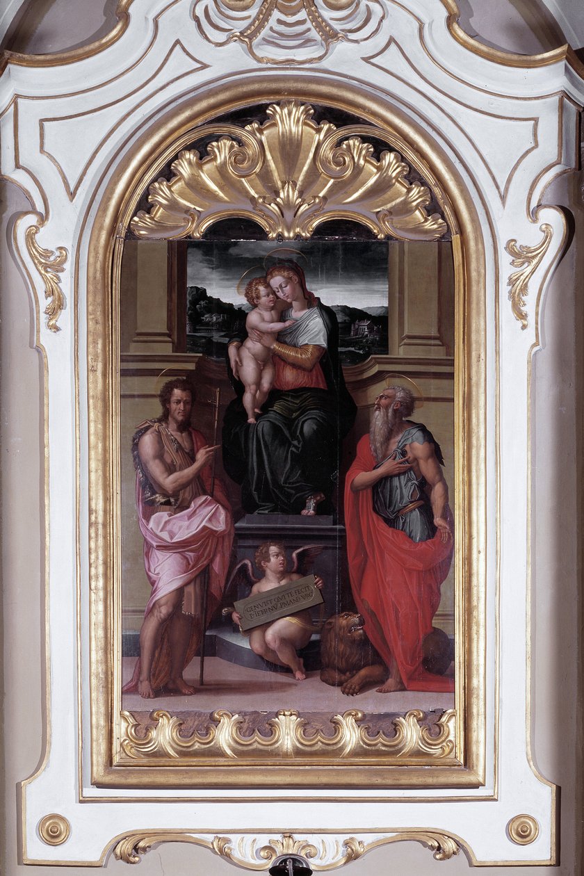 Aziz John Baptist ve Aziz Jerome ile çevrili Bakire (tuval üzerine yağlı boya by Giorgio Vasari