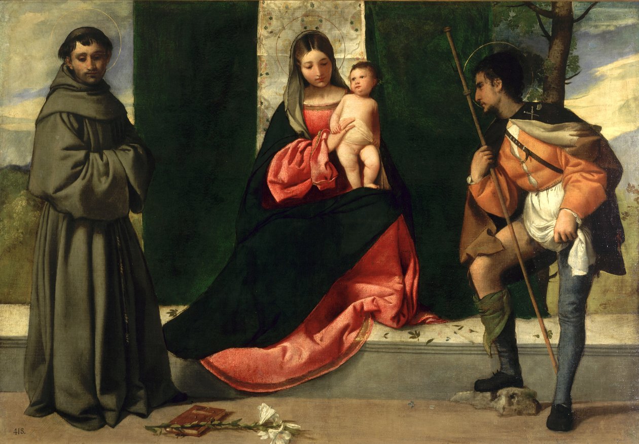 Bakire ve Çocuk, Padua St. Anthony ve St. Rocco ile by Giorgione da Castelfranco