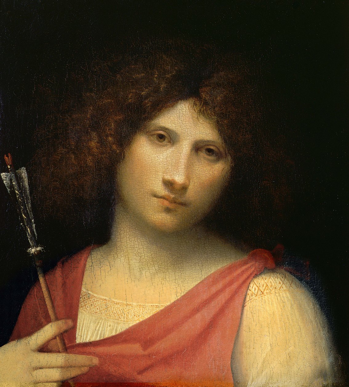 Ok tutan gençlik, c.1505 (kavak üzerine yağlı boya) by Giorgione da Castelfranco