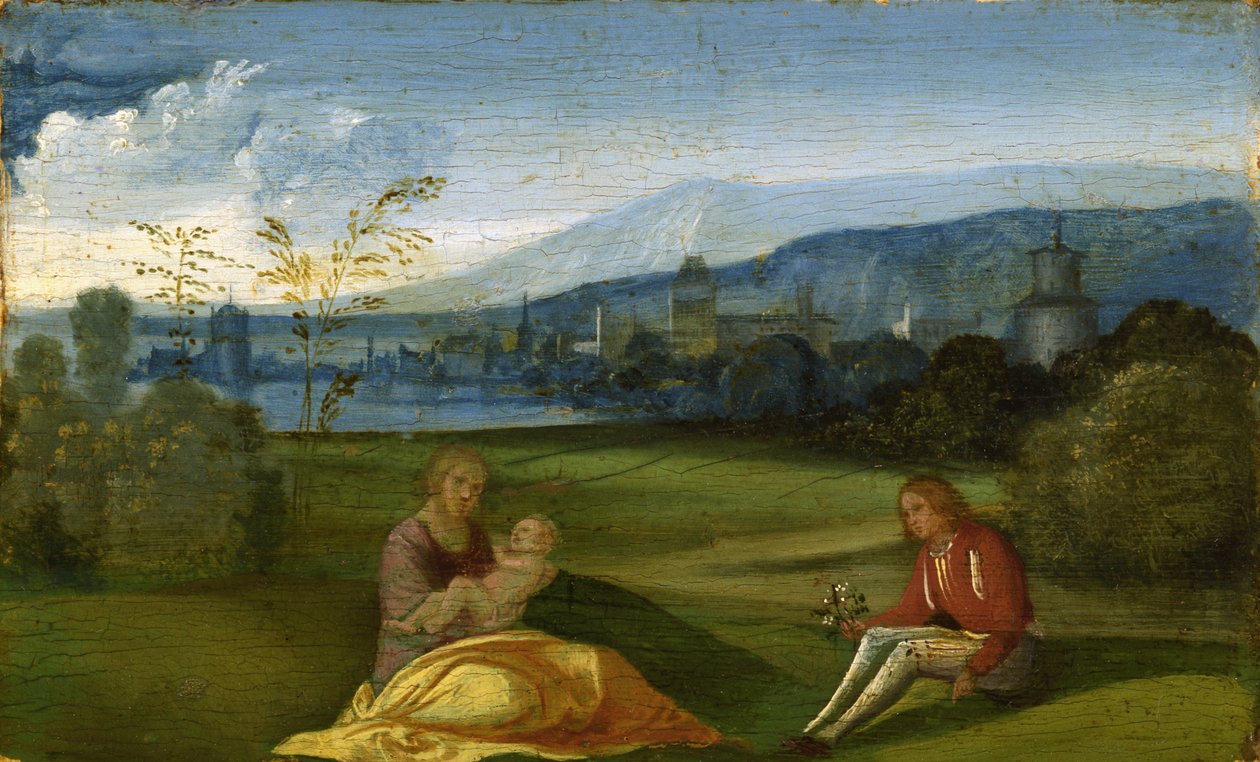 Pastoral pastoral manzara, 15. yüzyılın sonları by Giorgione da Castelfranco