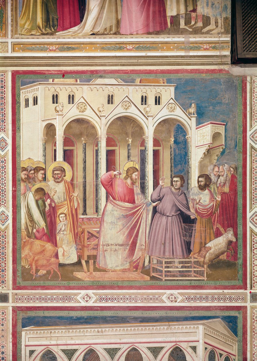 İsa Tapınaktan Tüccarları Kovalarken, 1303-05 dolayları by Giotto di Bondone
