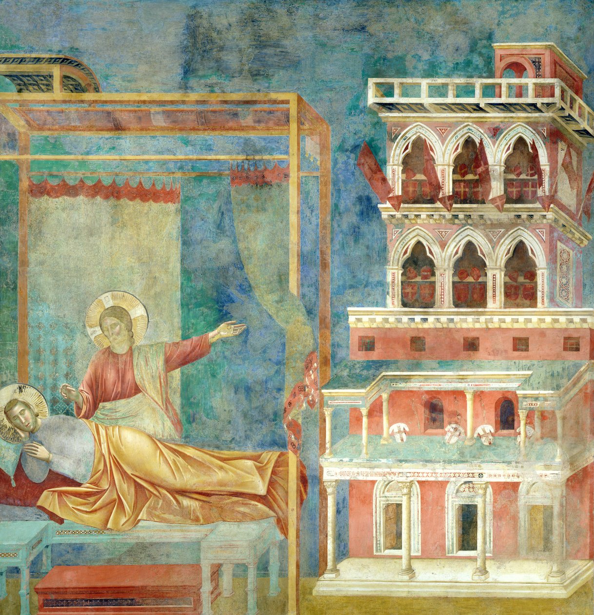 Aziz Francis Silahlarla Dolu Bir Sarayın Düşleri, 1297-99 by Giotto di Bondone