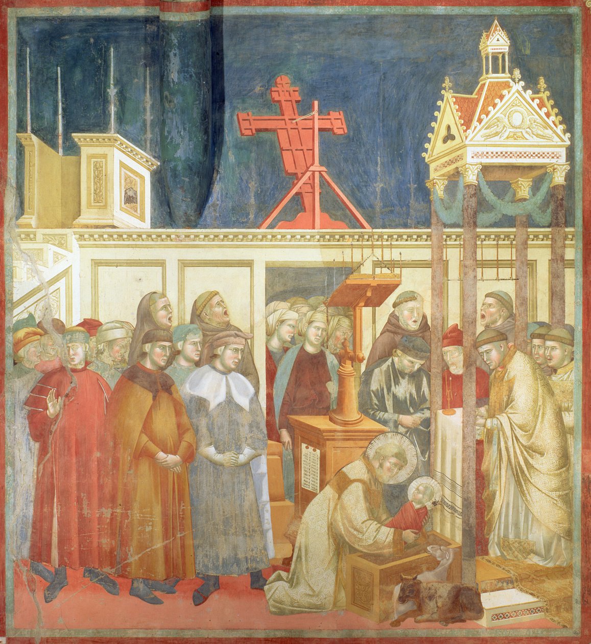 St. Francis of Assisi Preparing the Christmas Crib at Grecchio, 1296-97  by Giotto di Bondone