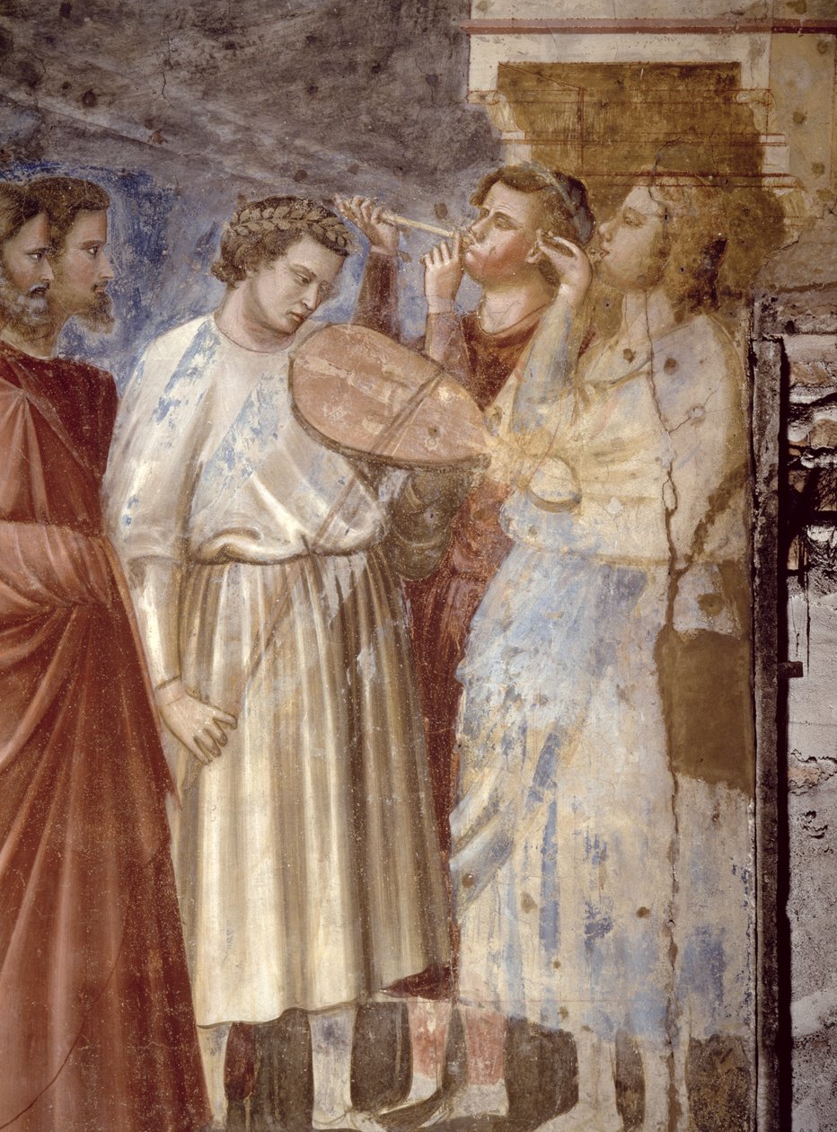 Bakirelerin Düğün Alayı, müzisyenlerin detayı, c, 1305 65205 fresk detayı by Giotto di Bondone