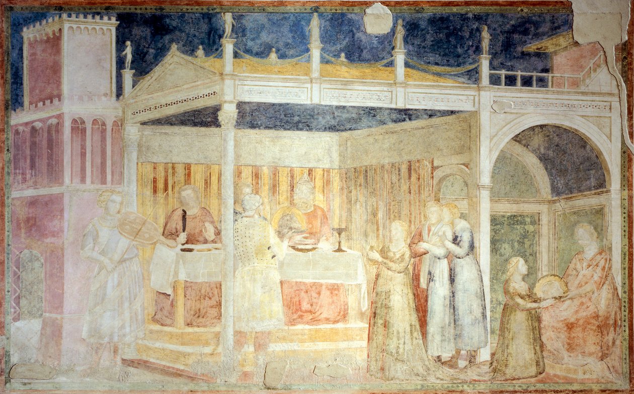 İtalya, Floransa, Santa Croce Bazilikası, Peruzzi Şapeli, Hirodes Bayramı, St John Baptist Hikayelerinin detayı by Giotto (c.1266 1337)