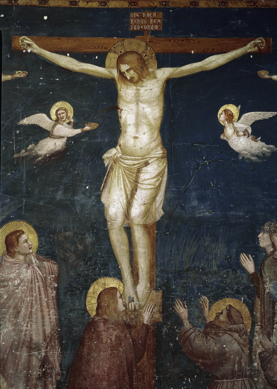 İsa çarmıha gerilir, beş Fransisken ile Çarmıha Gerilme detayı - Fresk by Giotto (c.1266 1337)