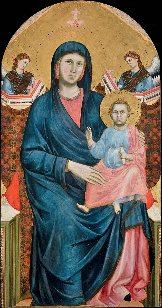 Madonna ve Çocuk, Giotto di Bondone (1266-1377) tarafından İki Melekle Taht Edildi. Panelde tempera, c. 1288, Floransa