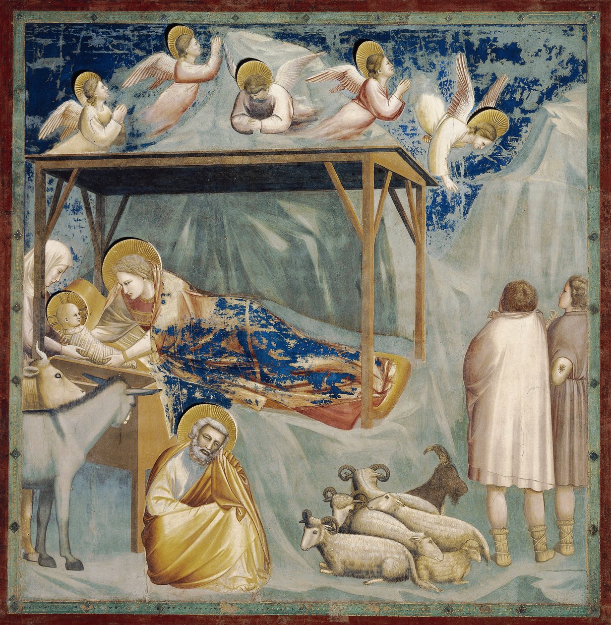 Doğuş, Giotto (1267-1337), fresk döngüsünden detay Yaşam ve Mesih