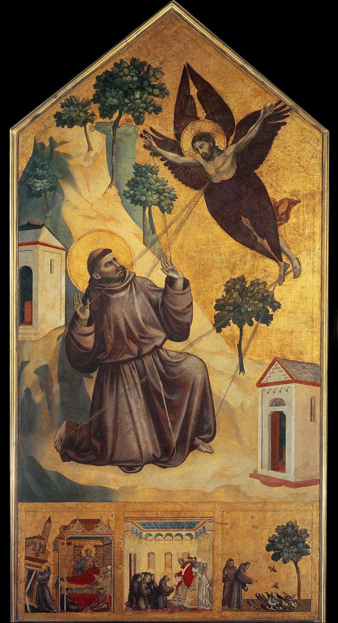 St. Francis Stigmata - Ahşap üzerine Tempera, c.1295-1300 by Giotto (c.1266 1337)