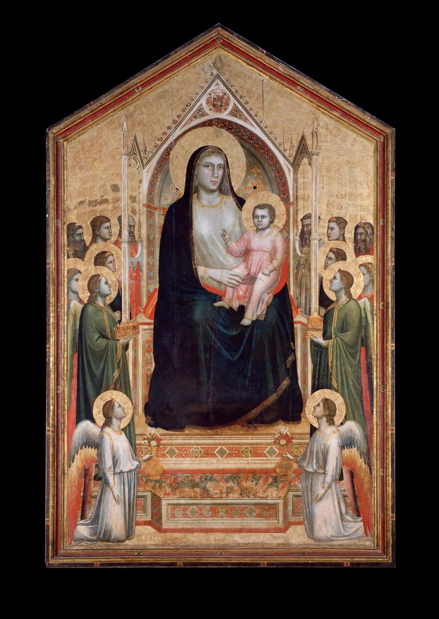 Görkemli bakire, azizlerle çevrili (ahşap üzerine tempera, c.1310) by Giotto (c.1266 1337)