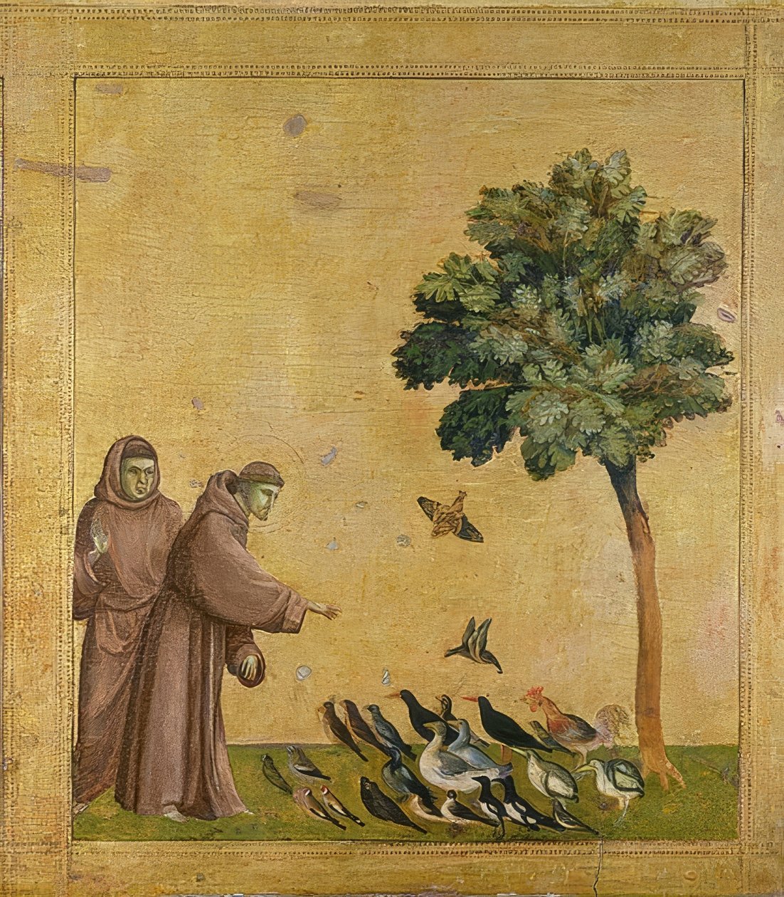 Aziz Francis kuşlara vaaz veriyor. 1295-1300 civarında (Predella, ayrıca 19398 numaralı resme bakın) by Giotto di Bondone