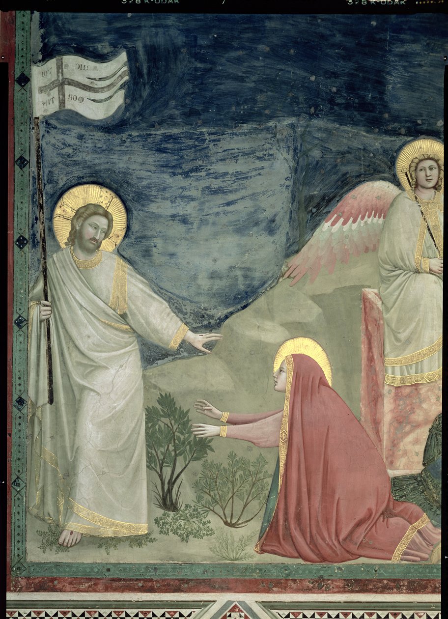 Noli me Tangere, Mesih ve Mecdelli Meryem detayı, c.1305 by Giotto di Bondone