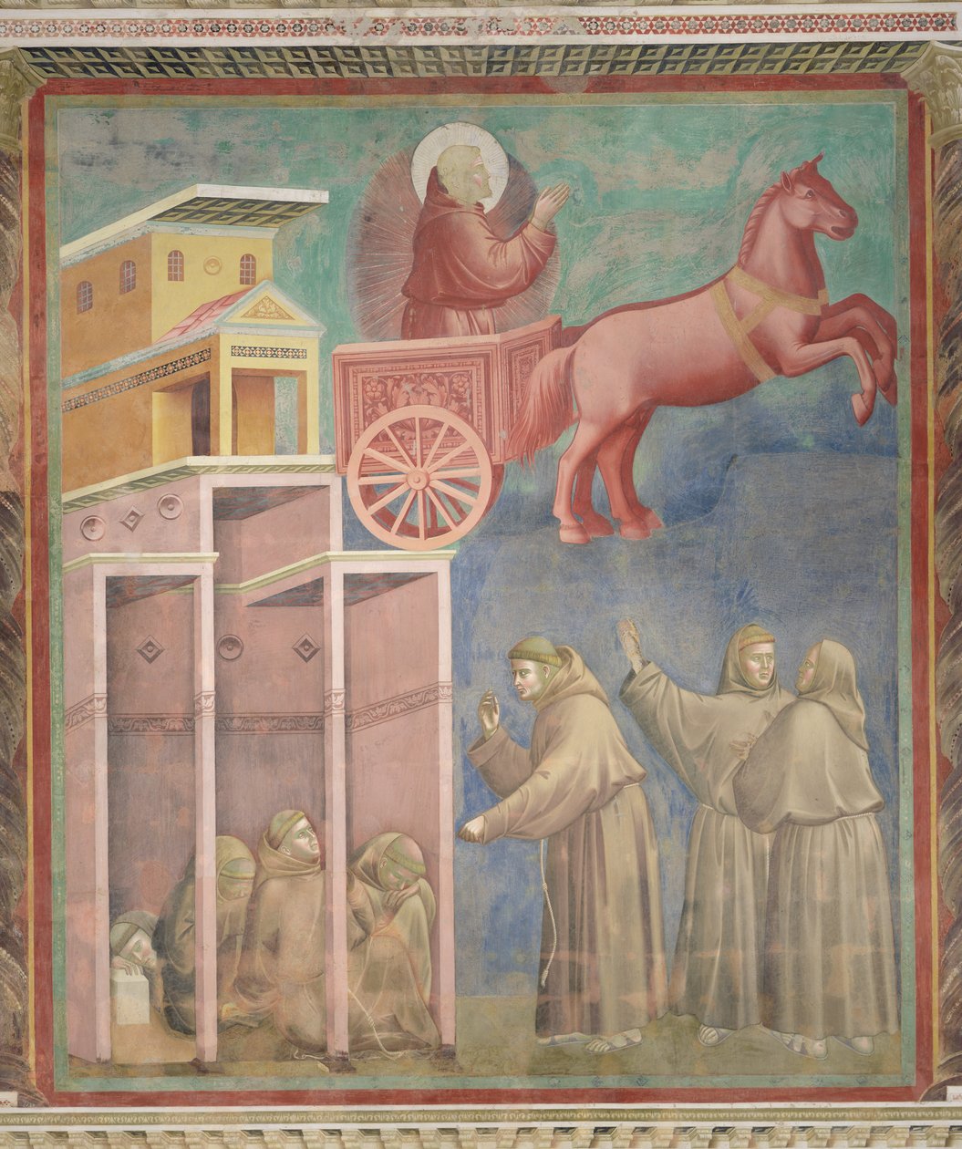 Aziz Francis Ateşten Bir Arabada Arkadaşlarına Görünüyor, 1296-97 by Giotto di Bondone