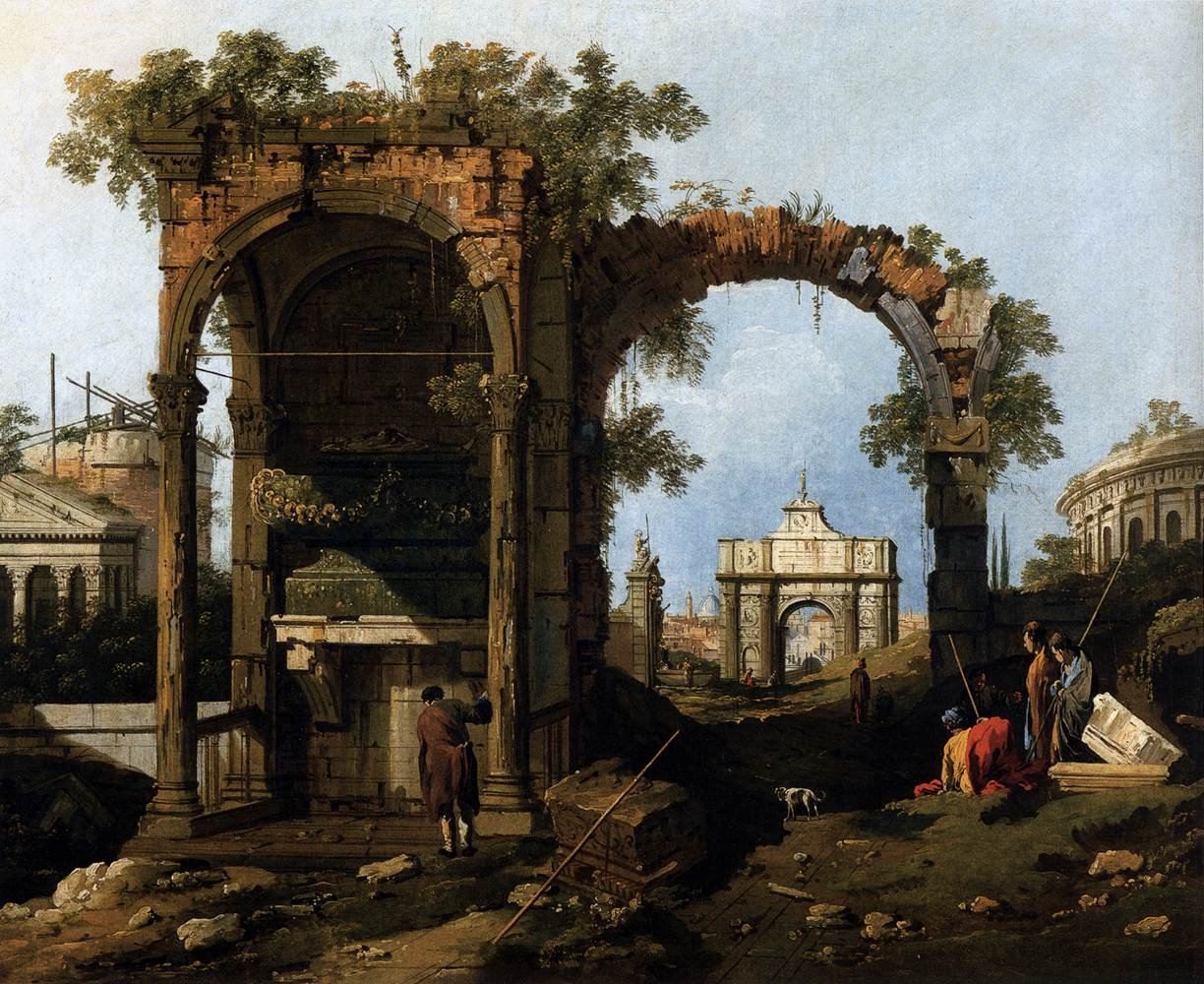 Klasik Harabeler ve Binalar ile Capriccio by Giovanni Antonio Canal