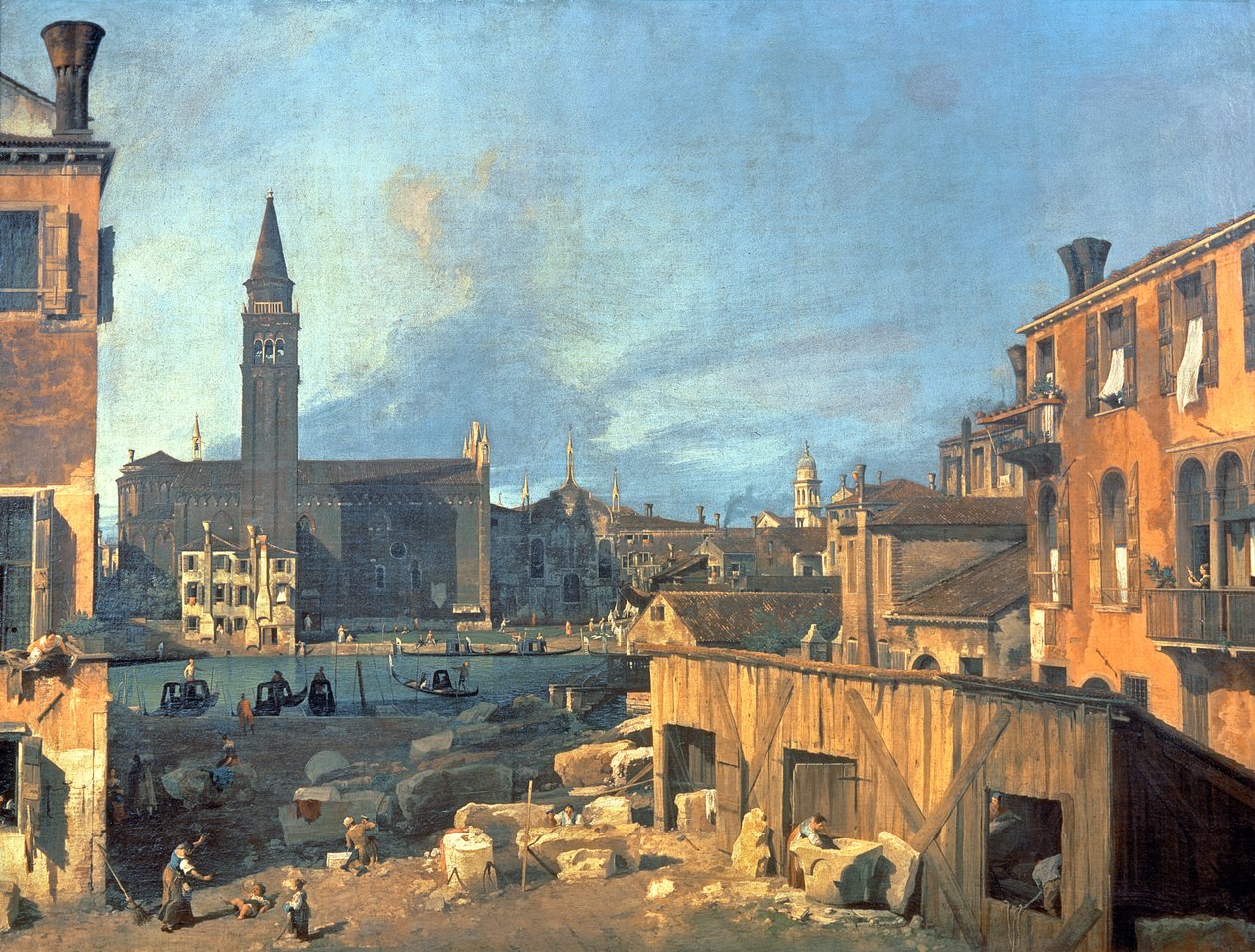 Venedik: Campo San Vidal ve Santa Maria della Carita (Taş Ustasının Avlusu) 1727-28 by Giovanni Antonio Canal