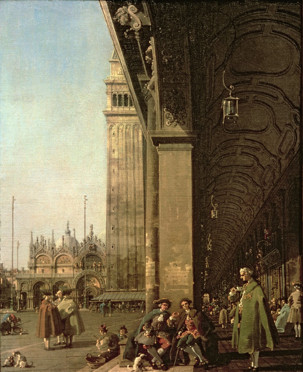 Venedik: Piazza di San Marco ve Procuratie Nuove Colonnade, yaklaşık 1756 by Giovanni Antonio Canal
