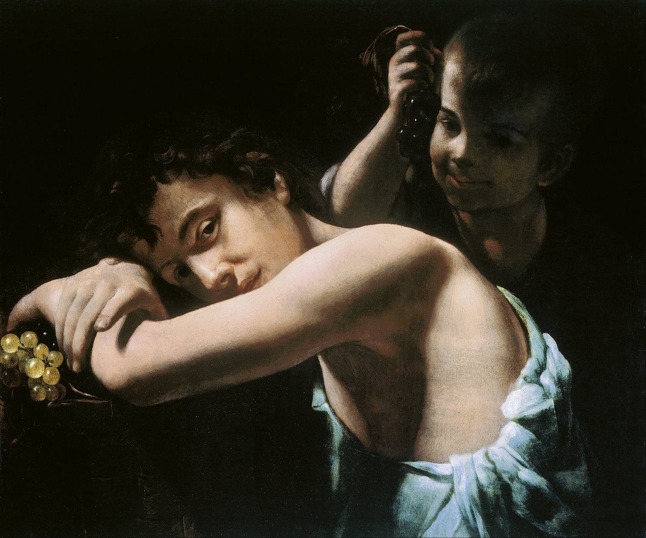 Üzüm ile iki genç by Giovanni Battista Caracciolo