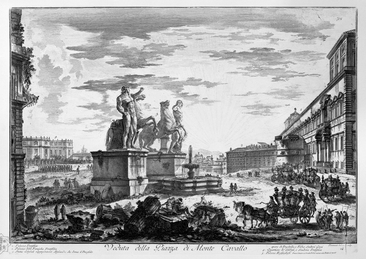 Monte Cavallo meydanının görünümü by Giovanni Battista Piranesi
