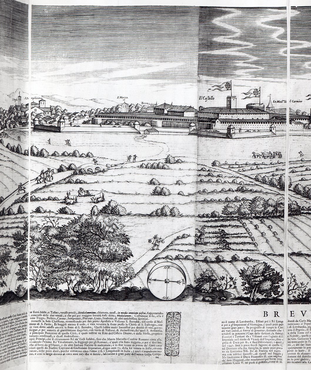 Milano Haritasından Bir Kesit, 1640 by Giovanni Battista Bonacina