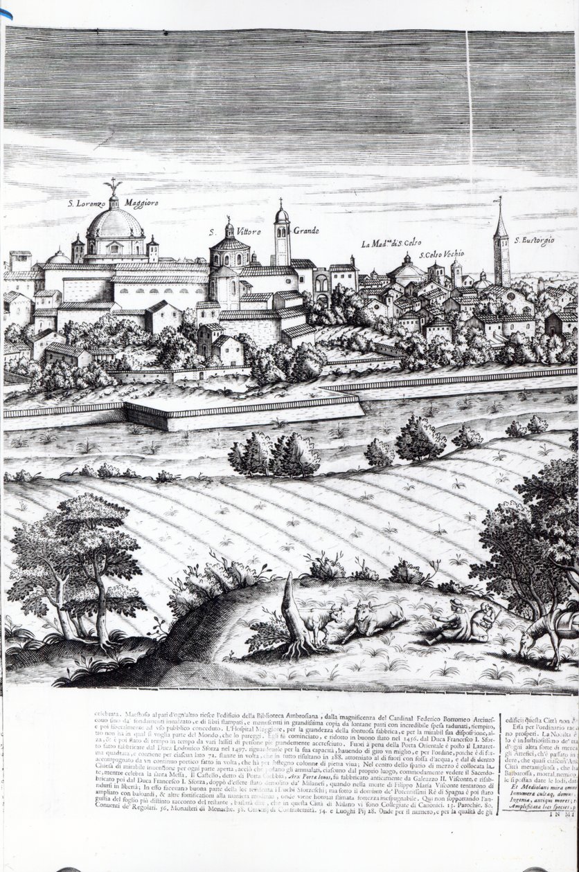 Milano Haritasından Bir Kesit, 1640 by Giovanni Battista Bonacina