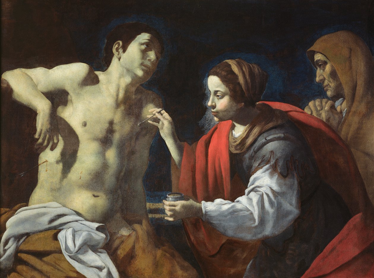 St. Sebastian, St. Irene tarafından emzirildi by Giovanni Battista Caracciolo