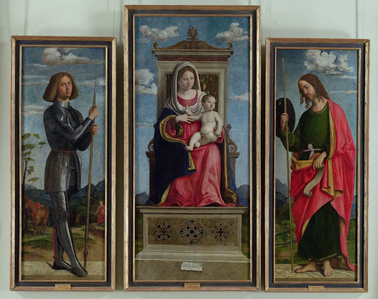 Aziz George ve Aziz James ile Madonna ve Çocuk, c.1510 (tuval üzerine yağlı boya aktarılmış) by Giovanni Battista Cima da Conegliano