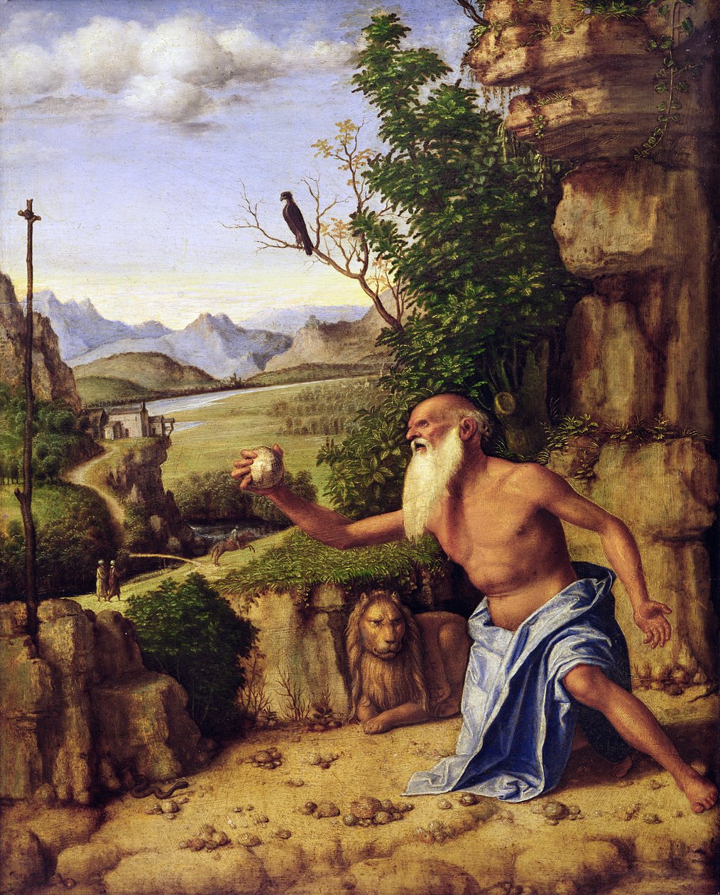 Bir Manzarada St.Jerome, c.1500-10 (tahta üzerine yağlı boya) by Giovanni Battista Cima da Conegliano
