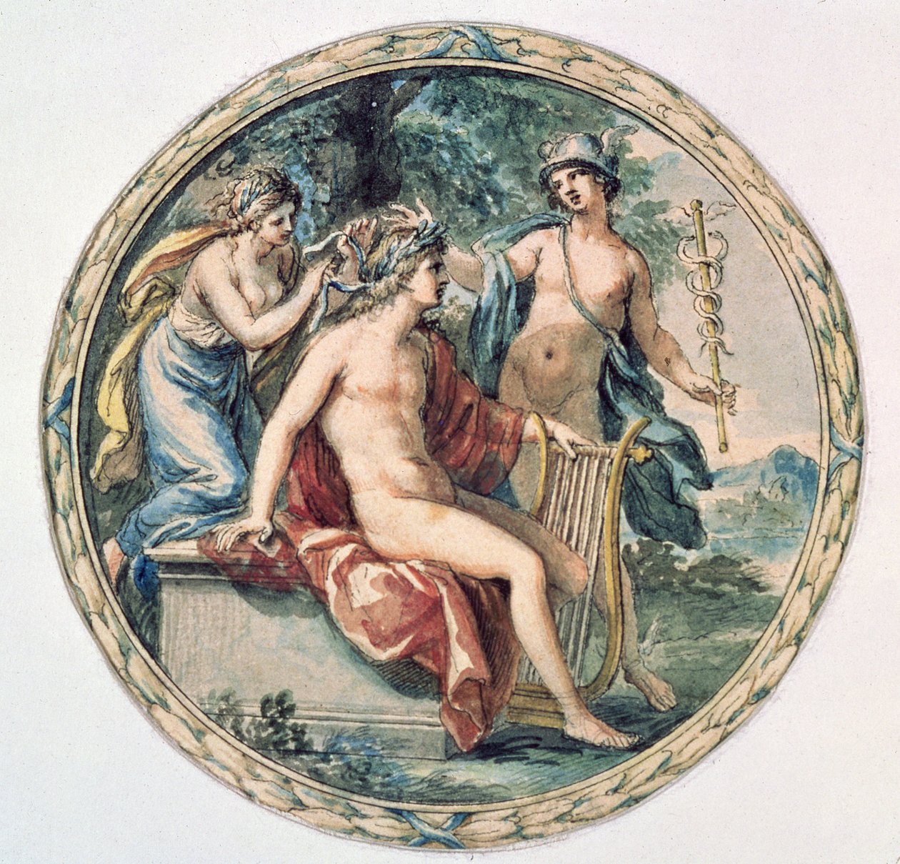 Apollon Liri, Merkür ve İlham Perisi ile by Giovanni Battista Cipriani