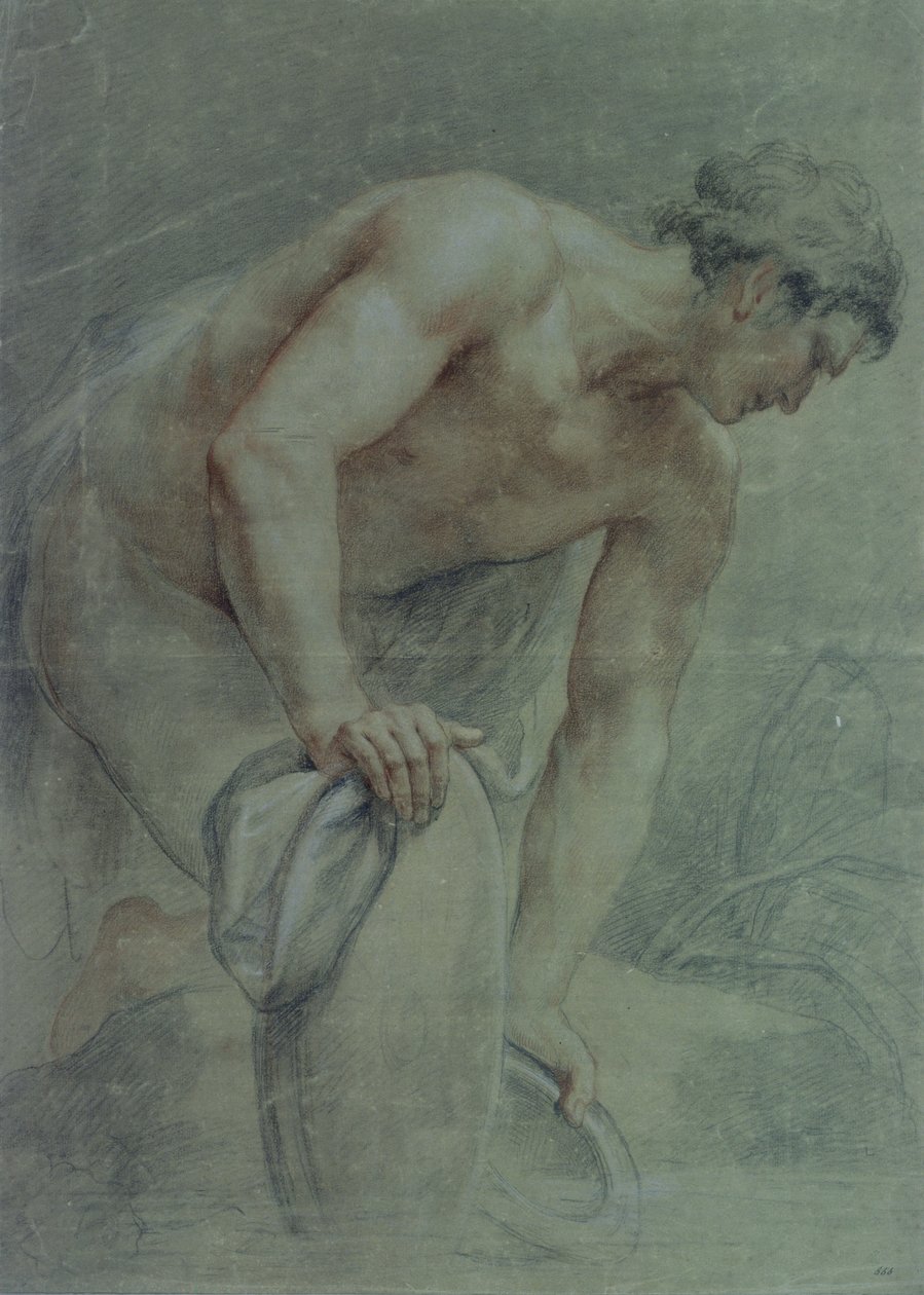 Bir Savaşçı Figürü, kısmen dökümlü, 18. yüzyıl (çizim) by Giovanni Battista Cipriani