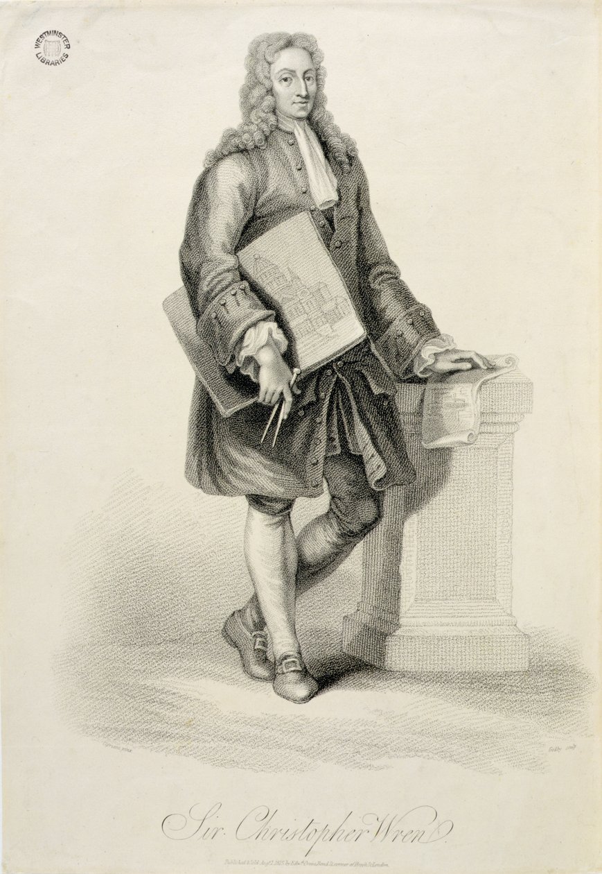 Sir Christopher Wren (1632-1723), James Godby (fl.1790-1820) tarafından oyulmuş, pub. Edward Orme tarafından, 1815 by Giovanni Battista Cipriani