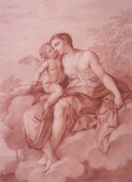 Bir Bulutun Üzerinde Yatan Venüs, Aşk Tanrısını Kucaklayan, 18. yüzyıl by Giovanni Battista Cipriani