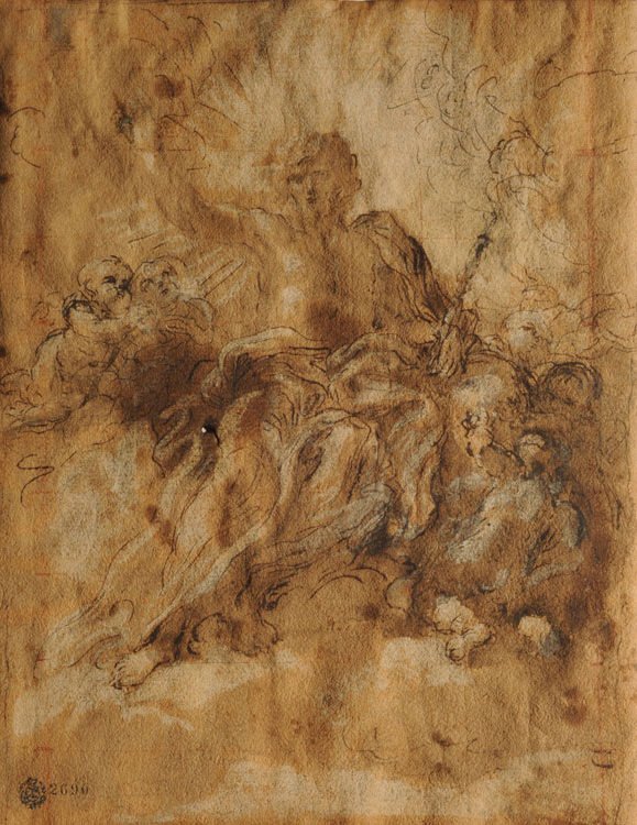 Melekler ile Zaferde Mesih by Giovanni Battista Gaulli