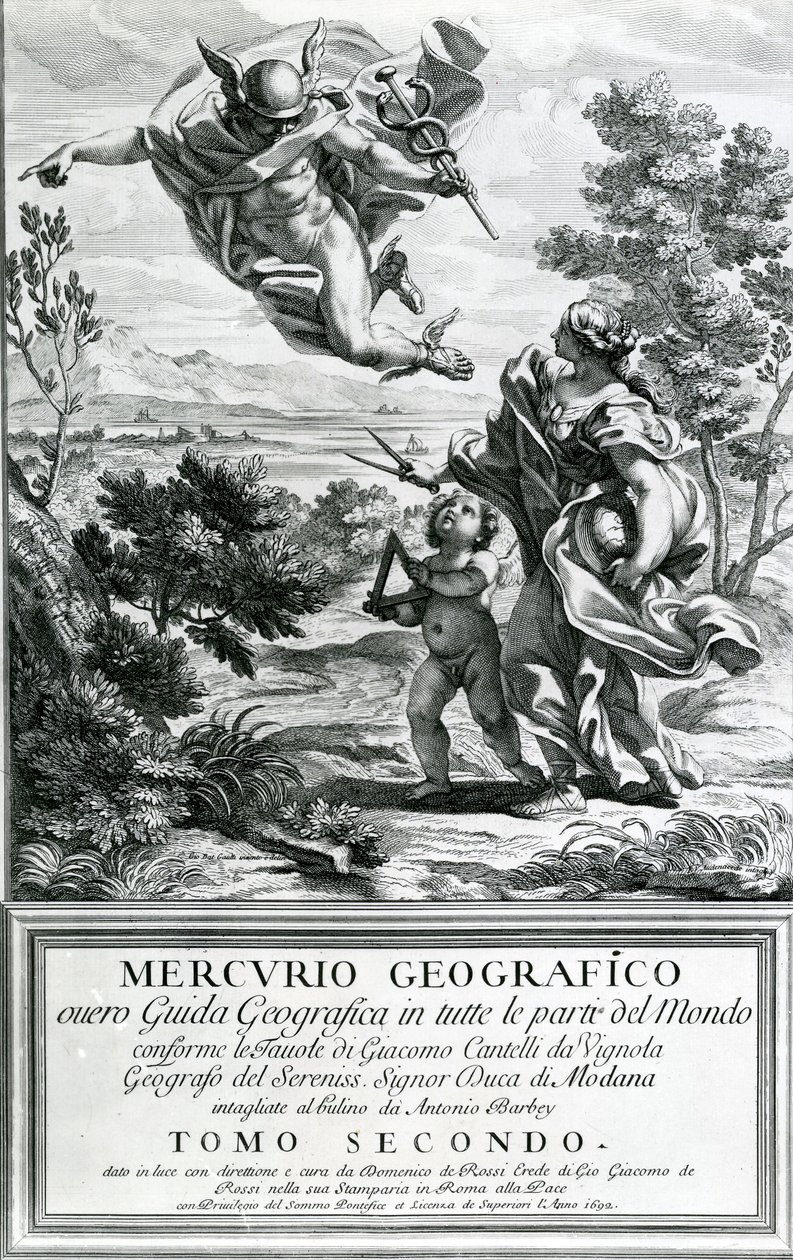 Mercury leading Geography, 1692  by Giovanni Battista Gaulli