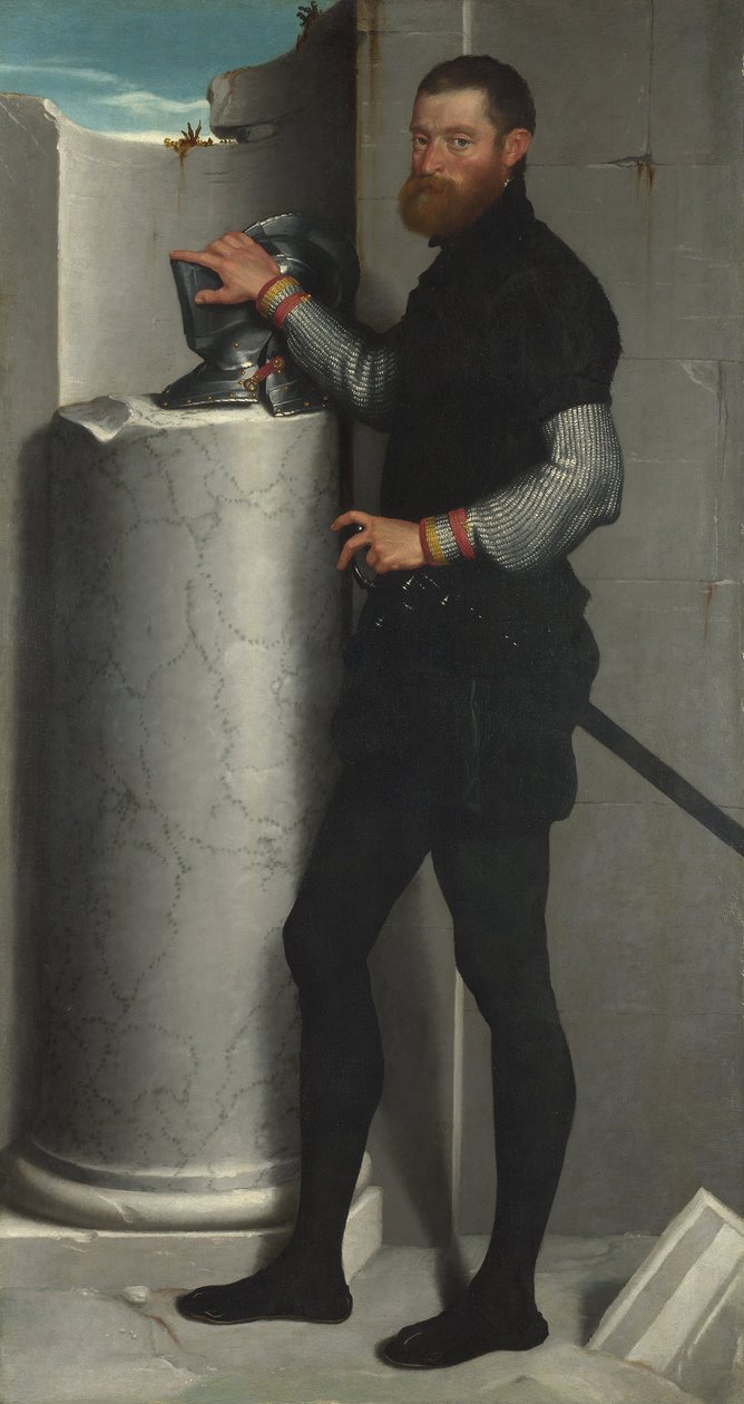 Sütun Miğferinde Miğferli Bir Beyefendinin Portresi by Giovanni Battista Moroni