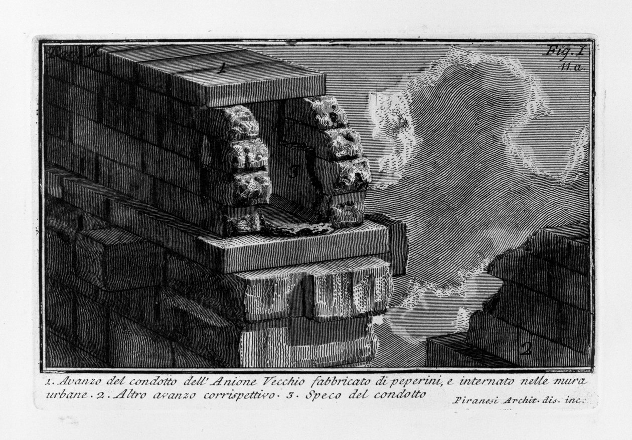 Anione Vecchio kanalının kalıntısı by Giovanni Battista Piranesi