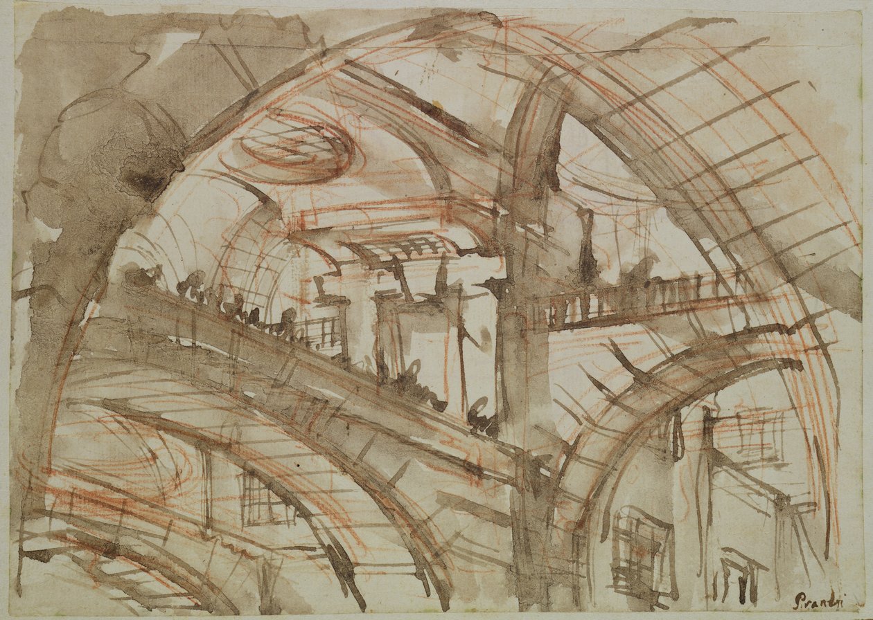Hayali Hapishane Çizimi (kağıt üzerine mürekkep ve yıkama) by Giovanni Battista Piranesi