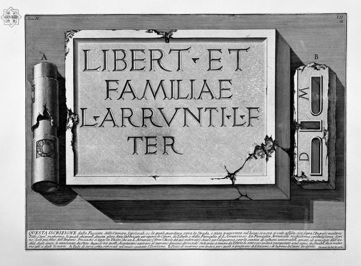 L. Arrunzio ailesinin mezarındaki yazıt by Giovanni Battista Piranesi