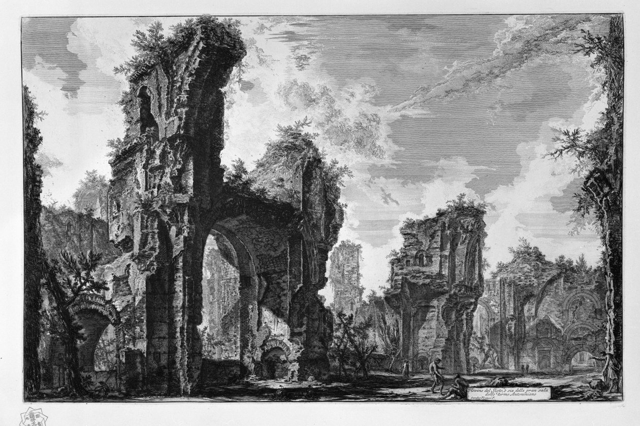 Sisto Harabeleri veya Antoninian Hamamlarının büyük salonunun her ikisi by Giovanni Battista Piranesi