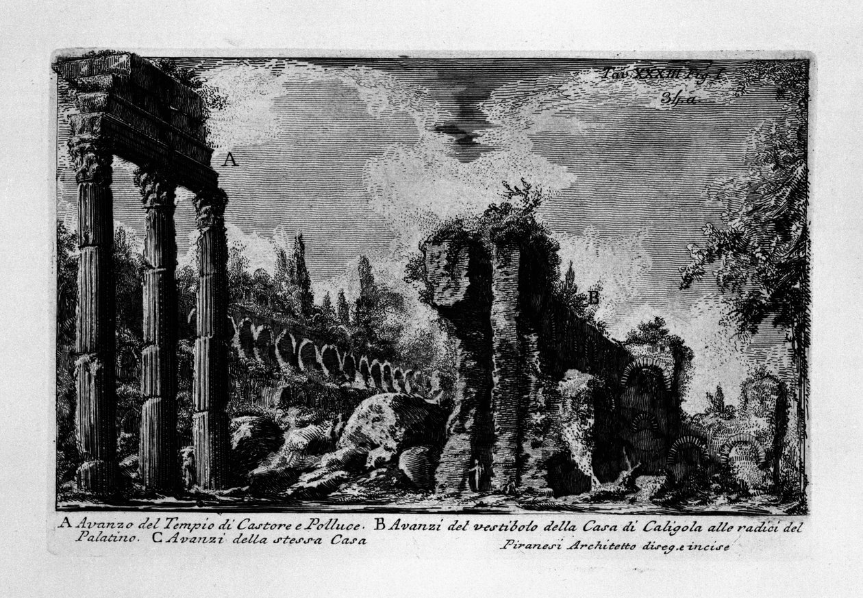 Castor ve Pollux Tapınağı, Roma by Giovanni Battista Piranesi