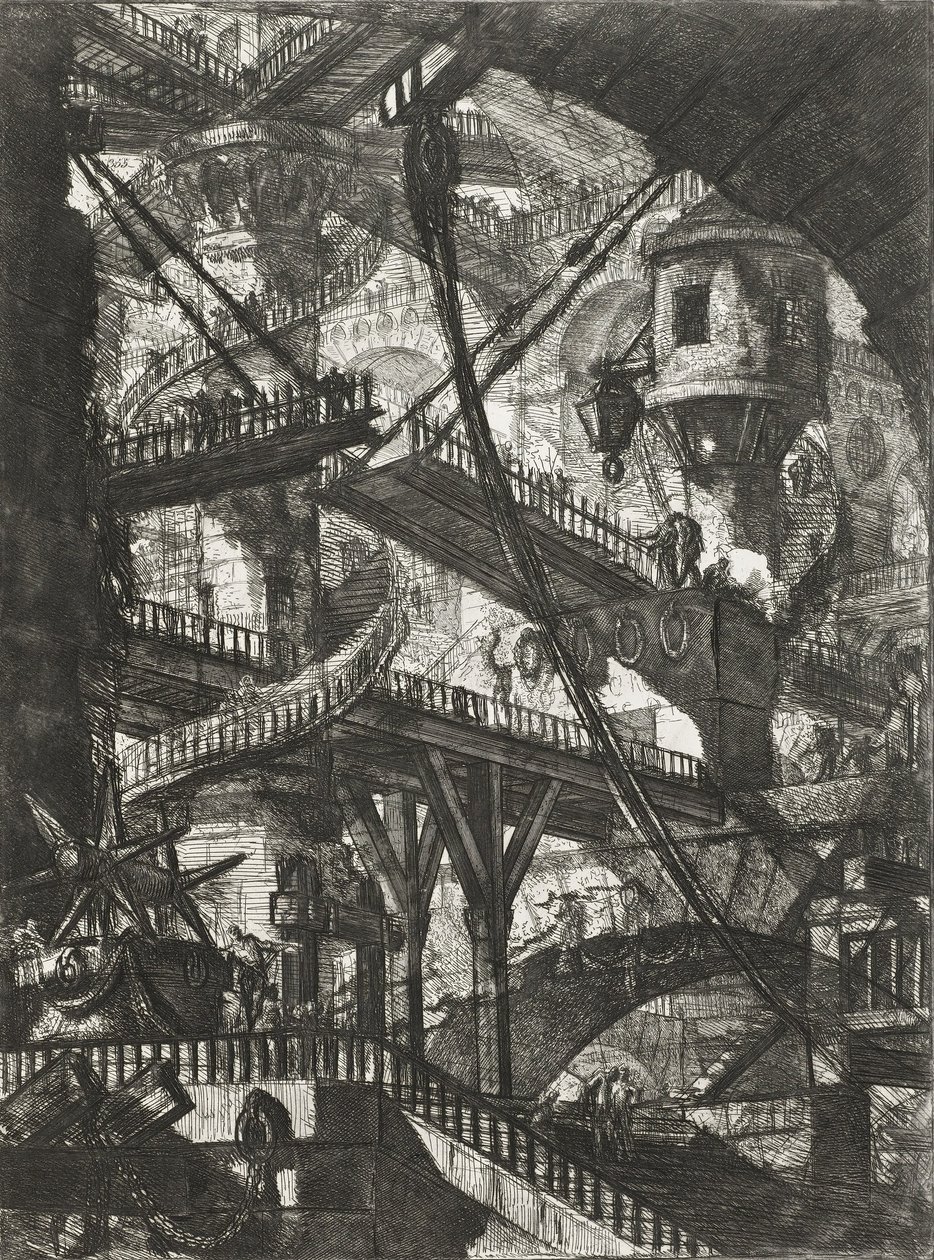Carceri dInvenzione serisinden Asma Köprü, plaka VII by Giovanni Battista Piranesi