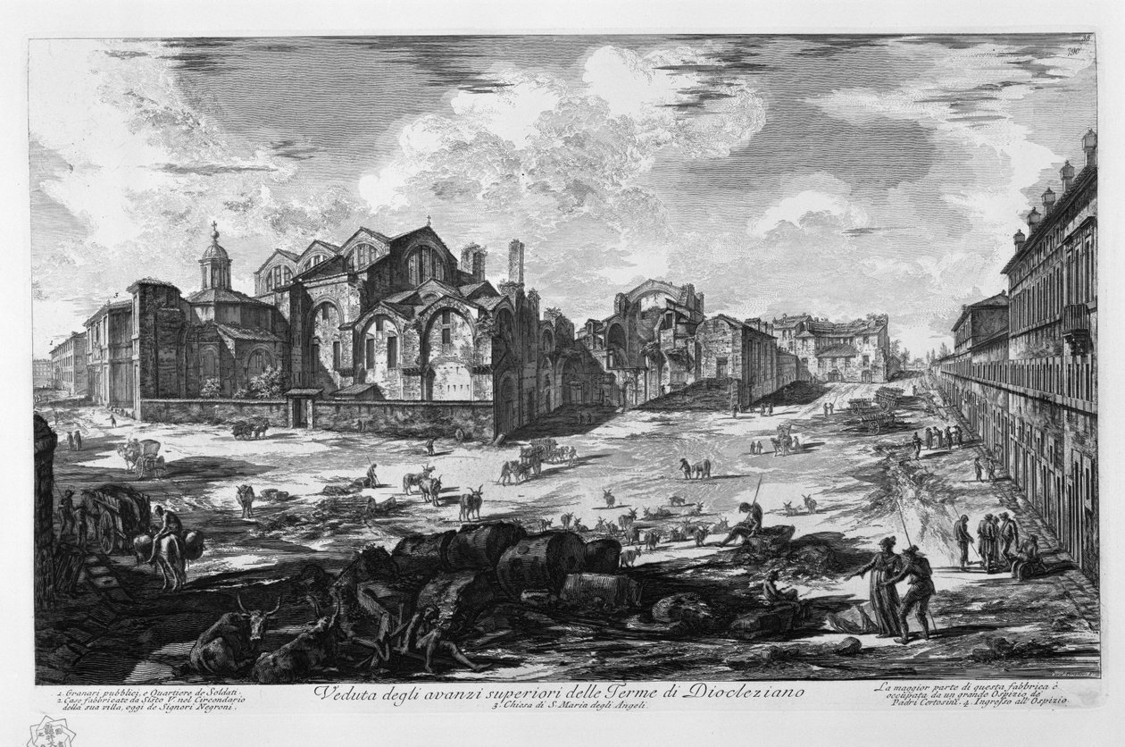 Diocletianus Hamamlarının üst kalıntılarının görünümü by Giovanni Battista Piranesi