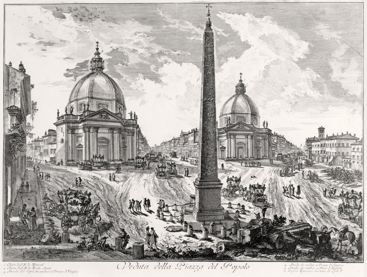 Piazza del Popolo manzarası, yaklaşık 1750 by Giovanni Battista Piranesi