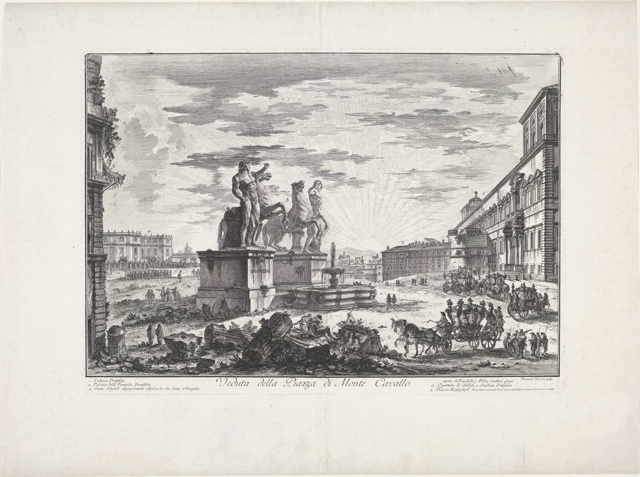 Monte Cavallo meydanının görünümü by Giovanni Battista Piranesi