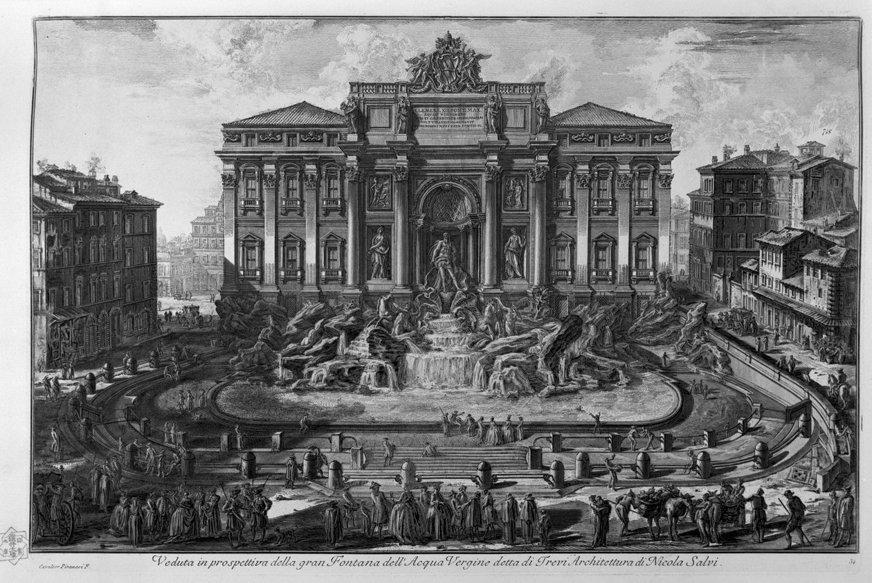 Trevi olarak bilinen büyük Fontana dell