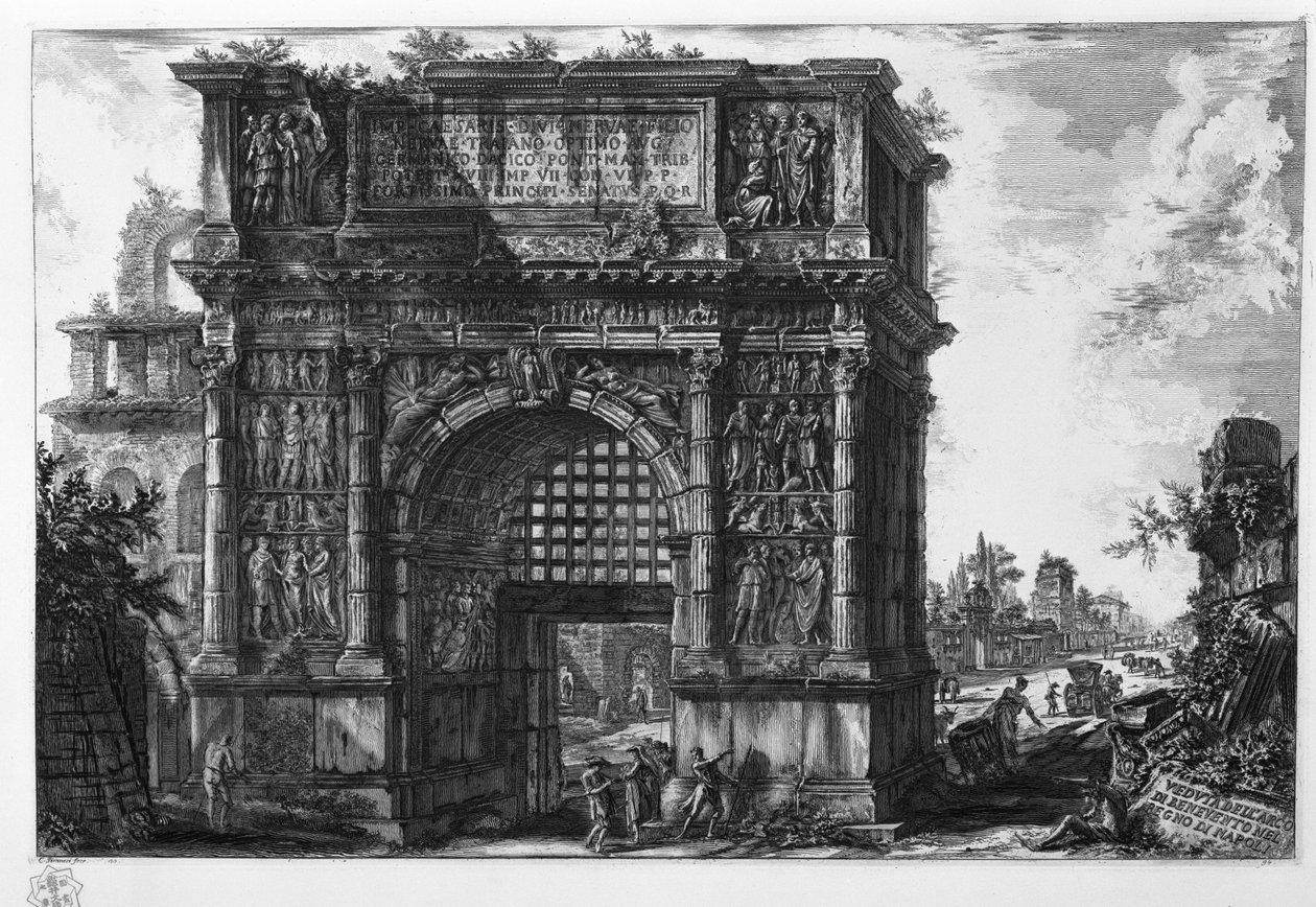 Napoli krallığında Benevento kemerinin görünümü by Giovanni Battista Piranesi