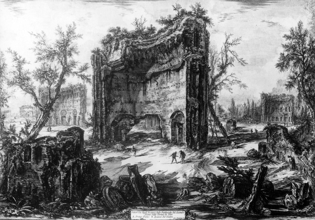 Landslag með kastala á kletti by Giovanni Battista Piranesi