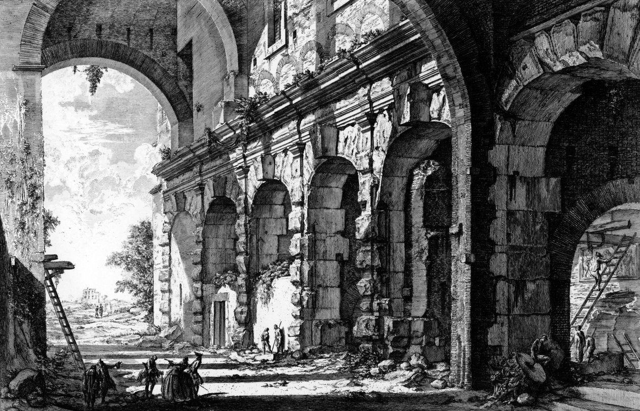 Santi Giovanni e Paolo Kilisesi yakınlarındaki Claudius Tapınağı Kalıntılarının görünümü, 
